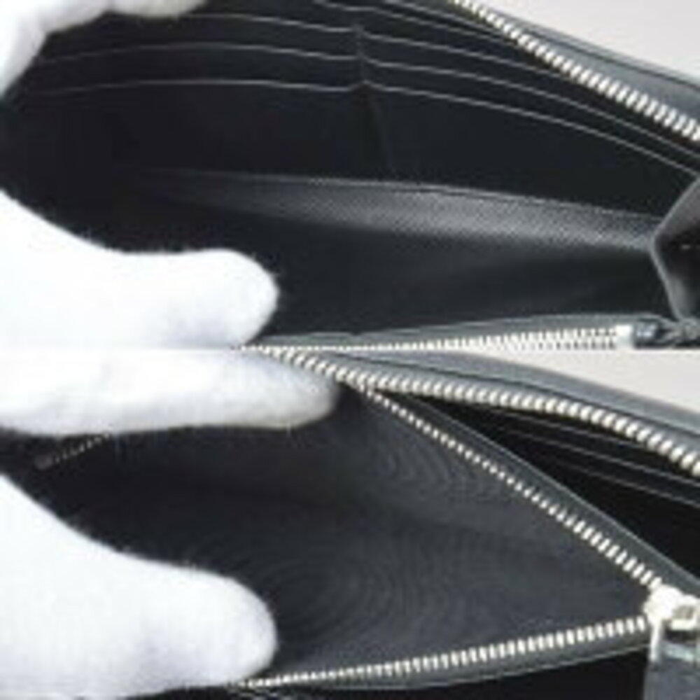 Prada logo zip around long wallet Saffiano leather black - Picture 7 of 8